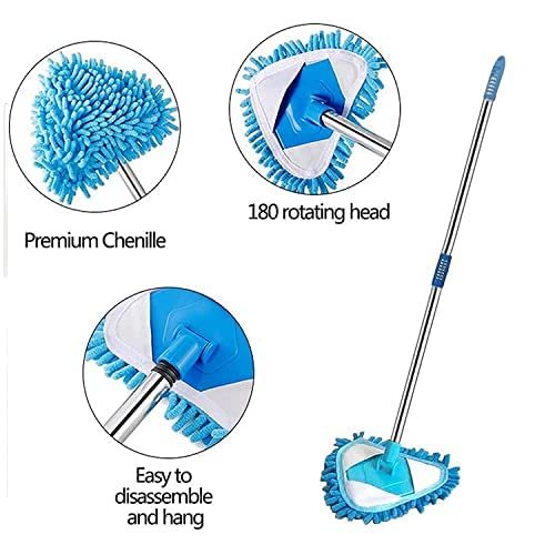 Triangular Dusting Mop with 180° Rotating Head – Extendable, Wet & Dry Mop for All Floor Types - Image 3